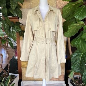 Theory Women’s Beige Miria/Discreet Single Breasted Belted Trench Coat, Size L